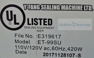 Sealer Machine UL- BubbleTeaology