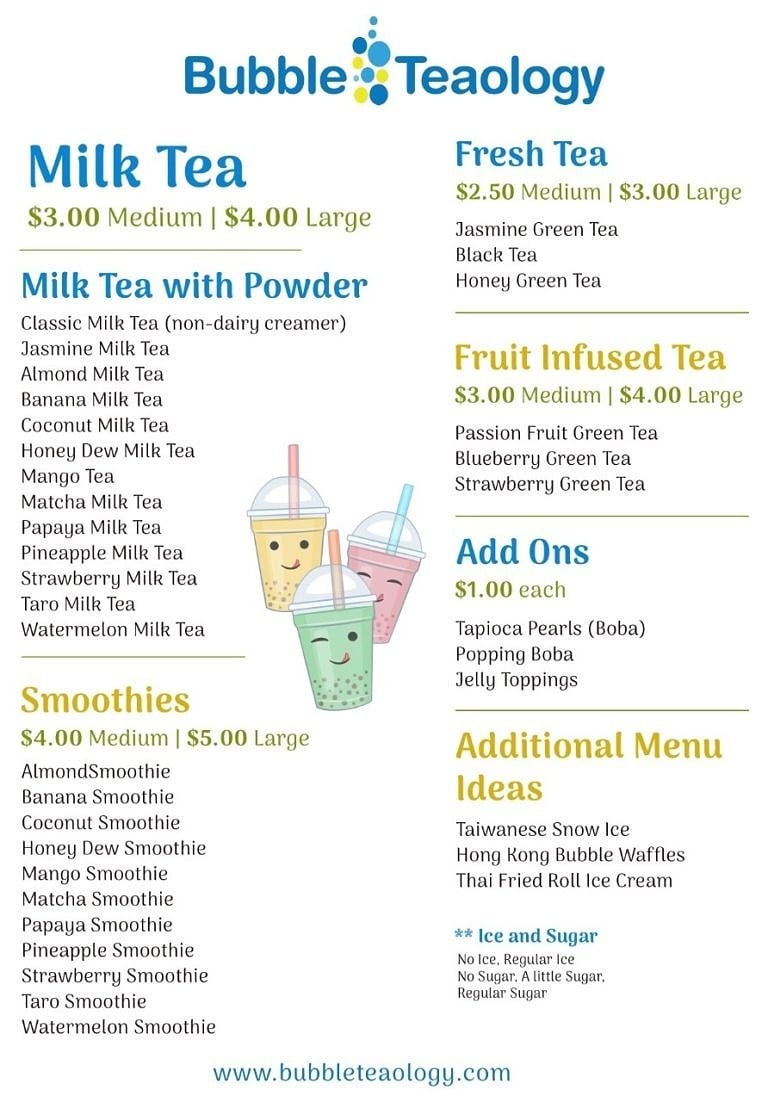 sample business plan for bubble tea shop