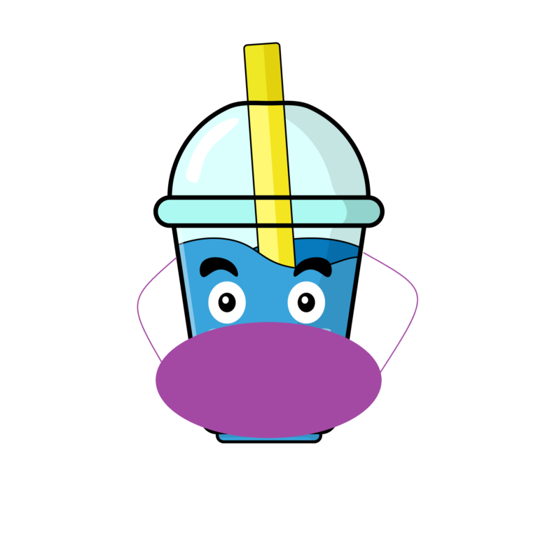 boba tea cup with mask