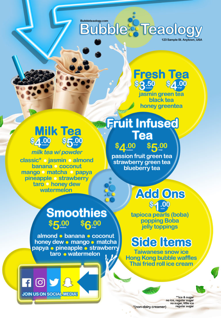 Sample Bubble Tea Menu Design BubbleTeaology